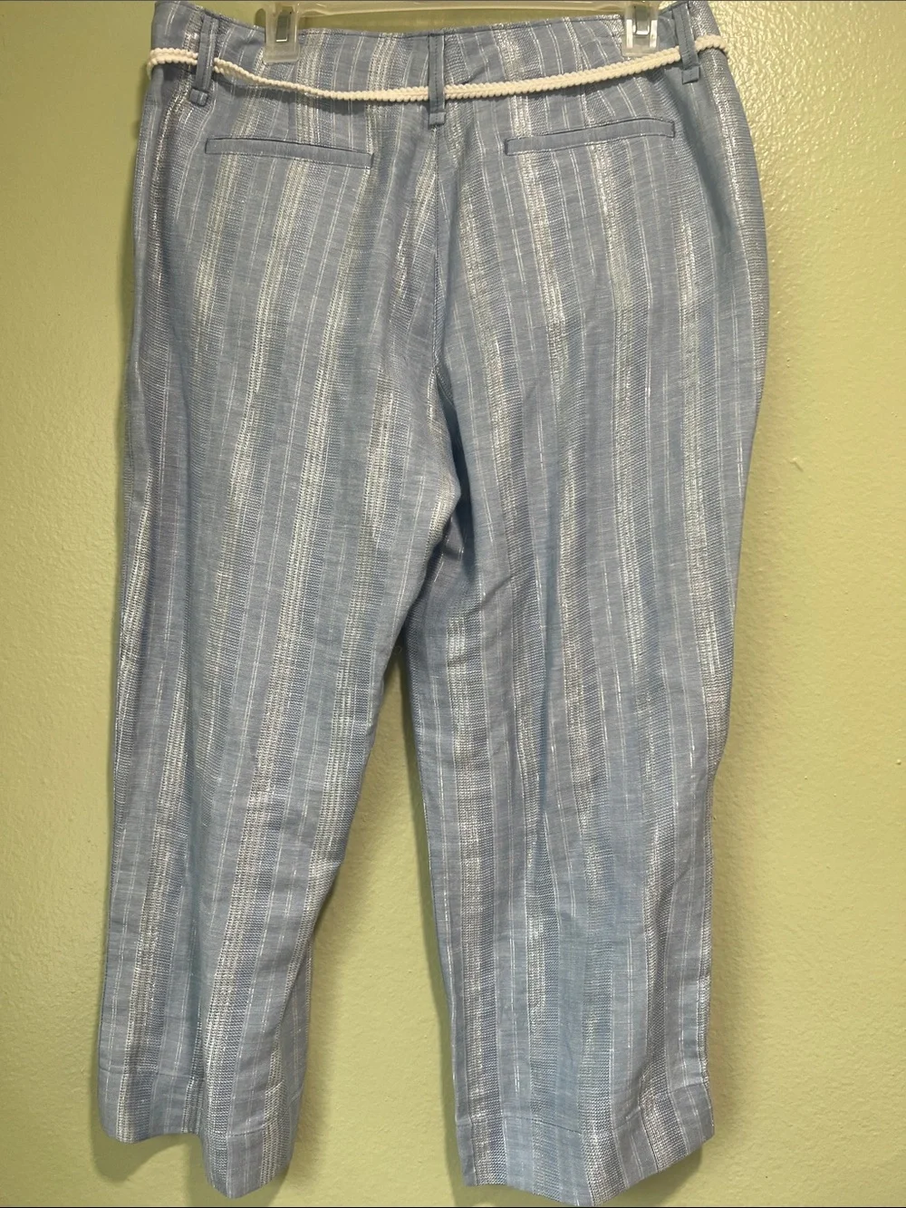 Tommy Bahama Light Blue Striped Linen-Blend Pants